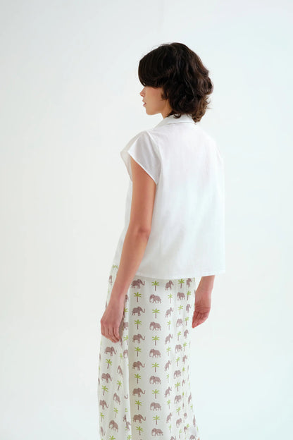 Shirt with Elephant and Palm Tree Print