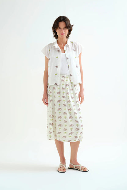 Shirt with Elephant and Palm Tree Print