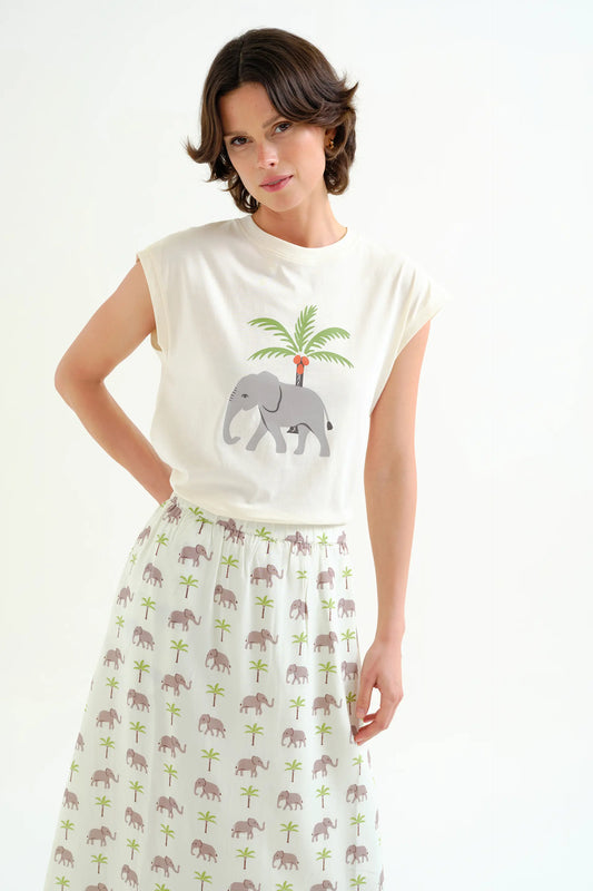 T-shirt with Elephant and Palm Tree print