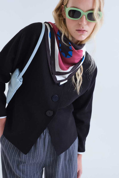 Black cardigan with large buttons