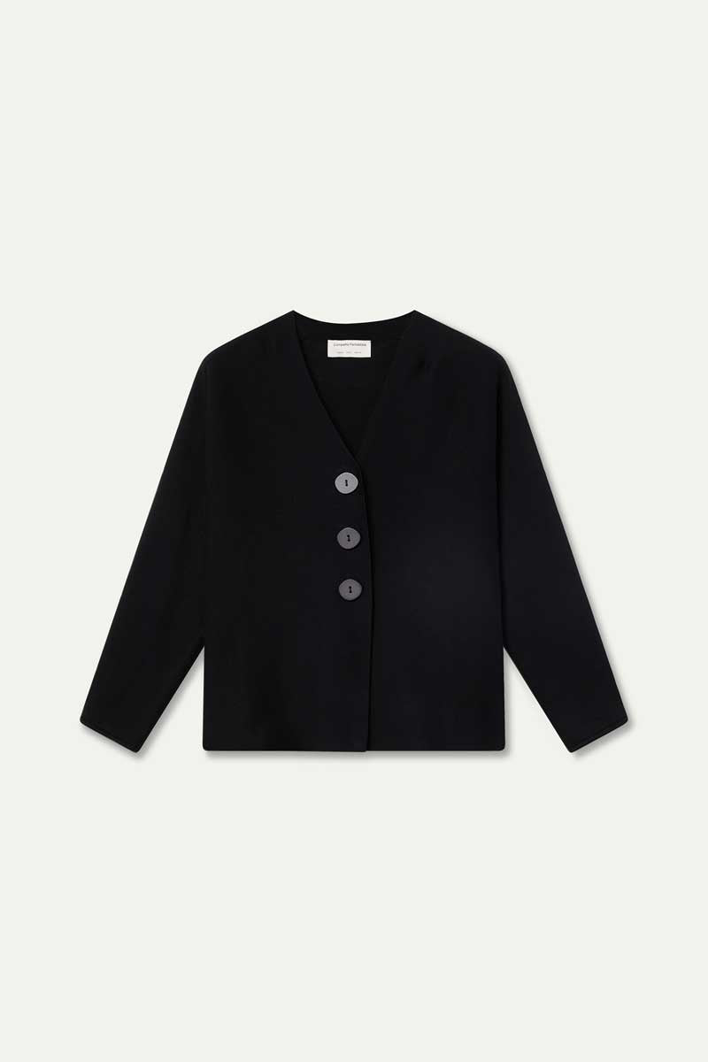 Black cardigan with large buttons