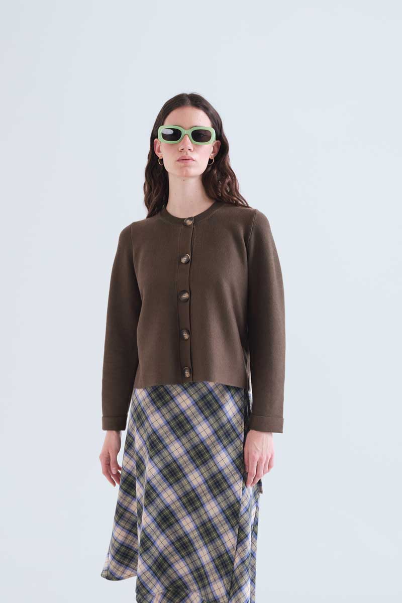 Basic dark green cardigan