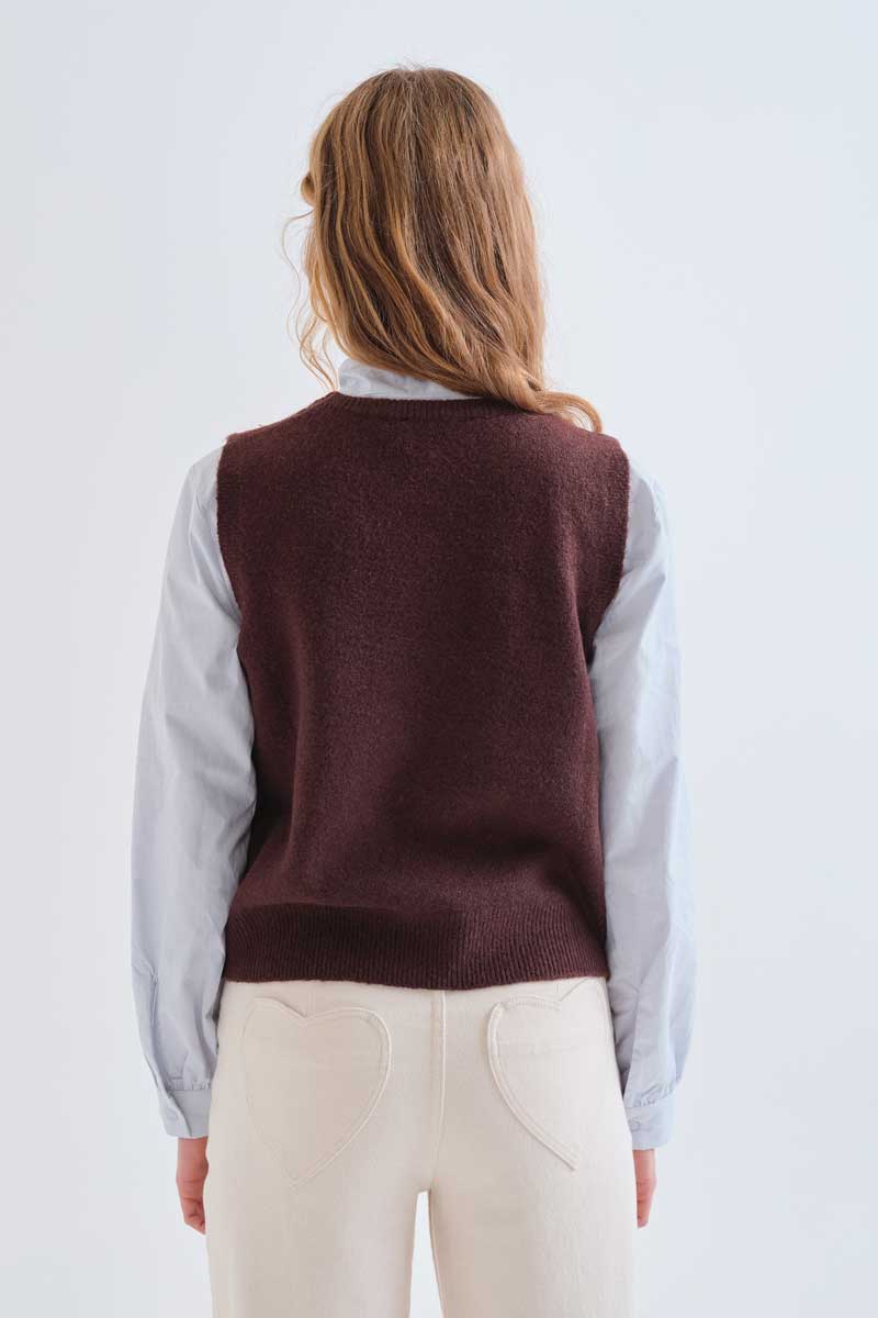 Knitted vest with Big Flower print