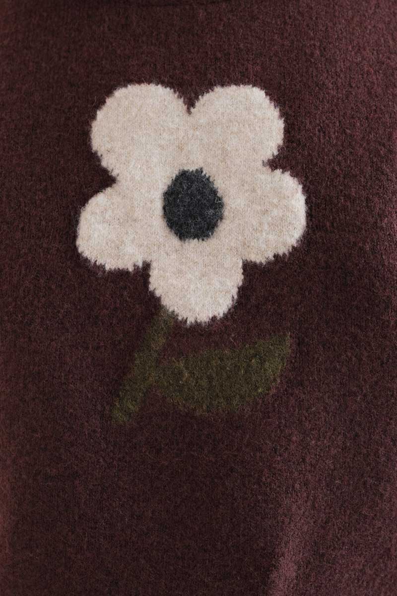 Knitted vest with Big Flower print