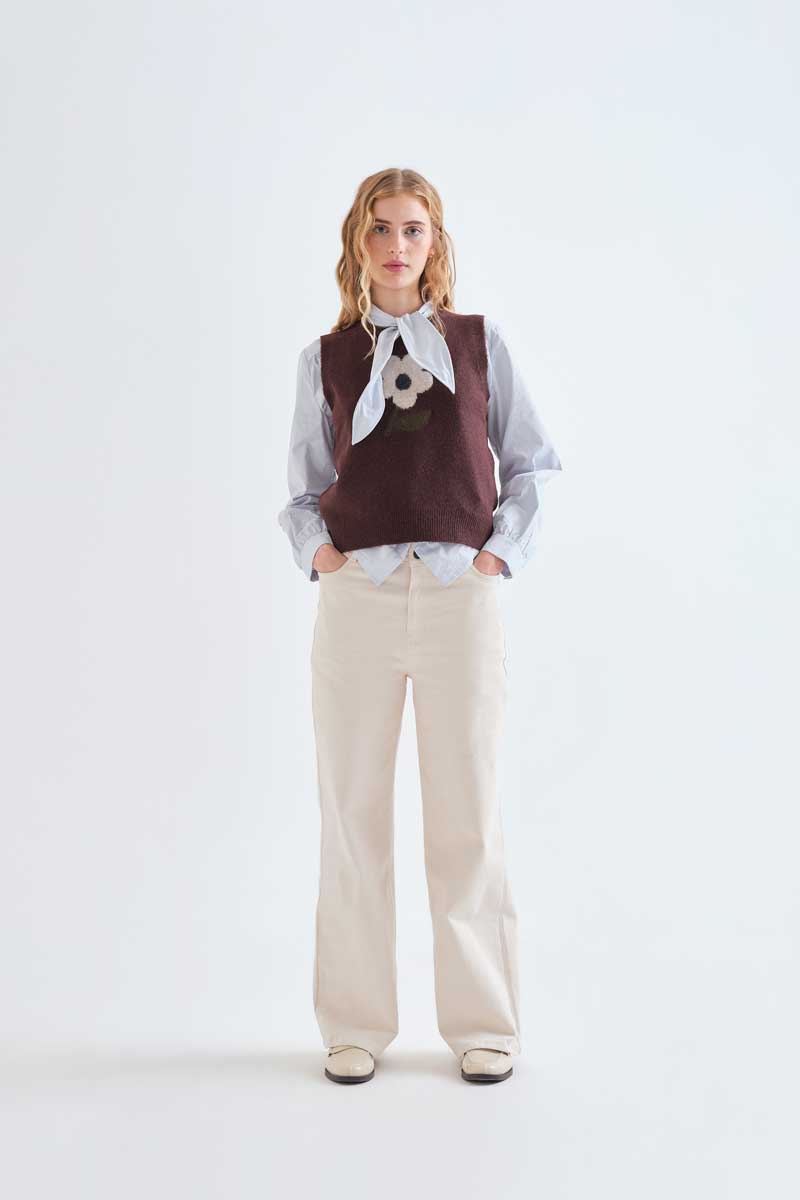 Knitted vest with Big Flower print