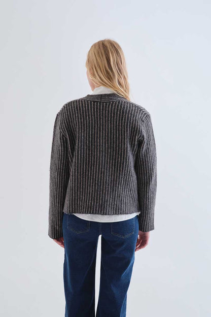 Dark grey and white striped cardigan