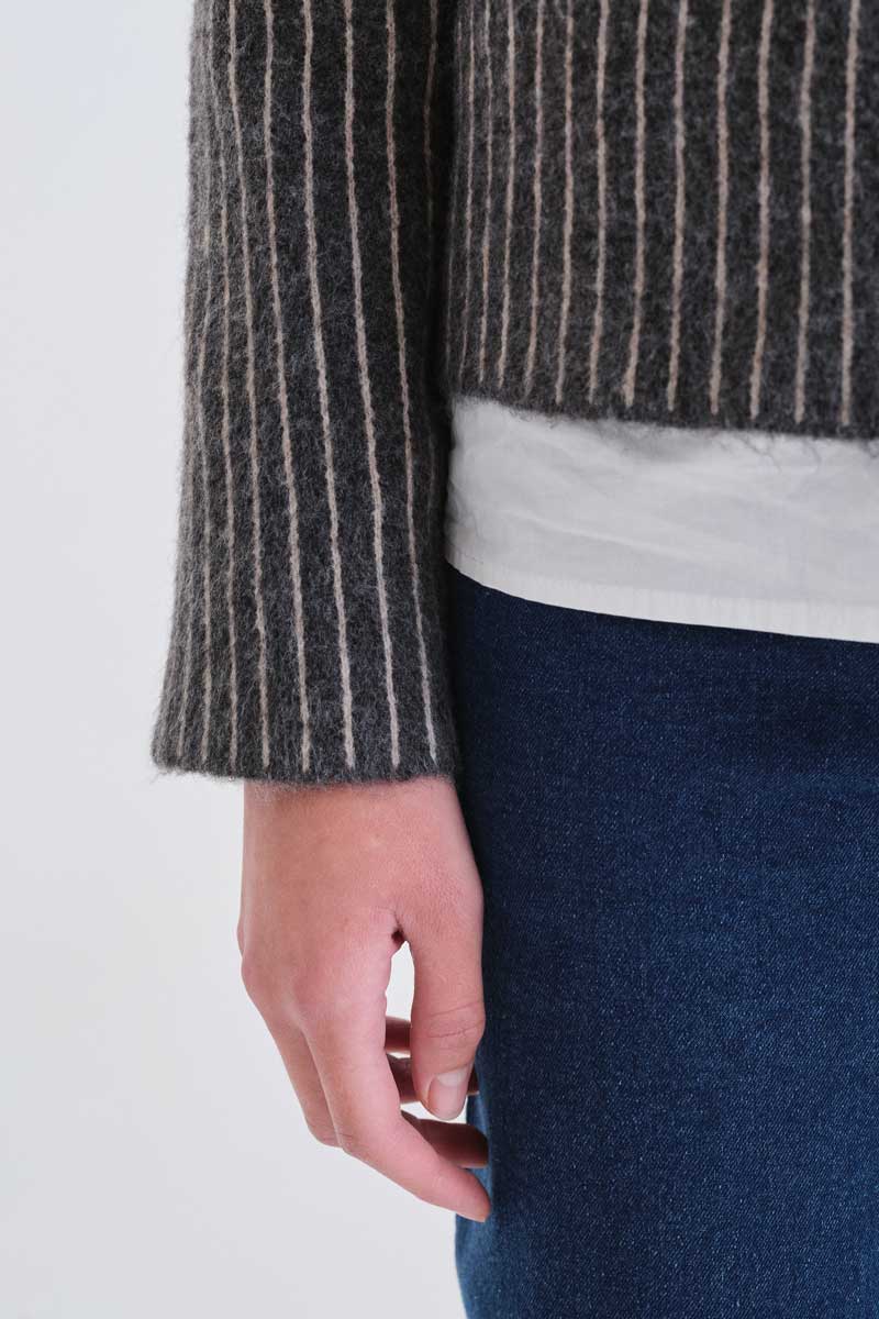 Dark grey and white striped cardigan