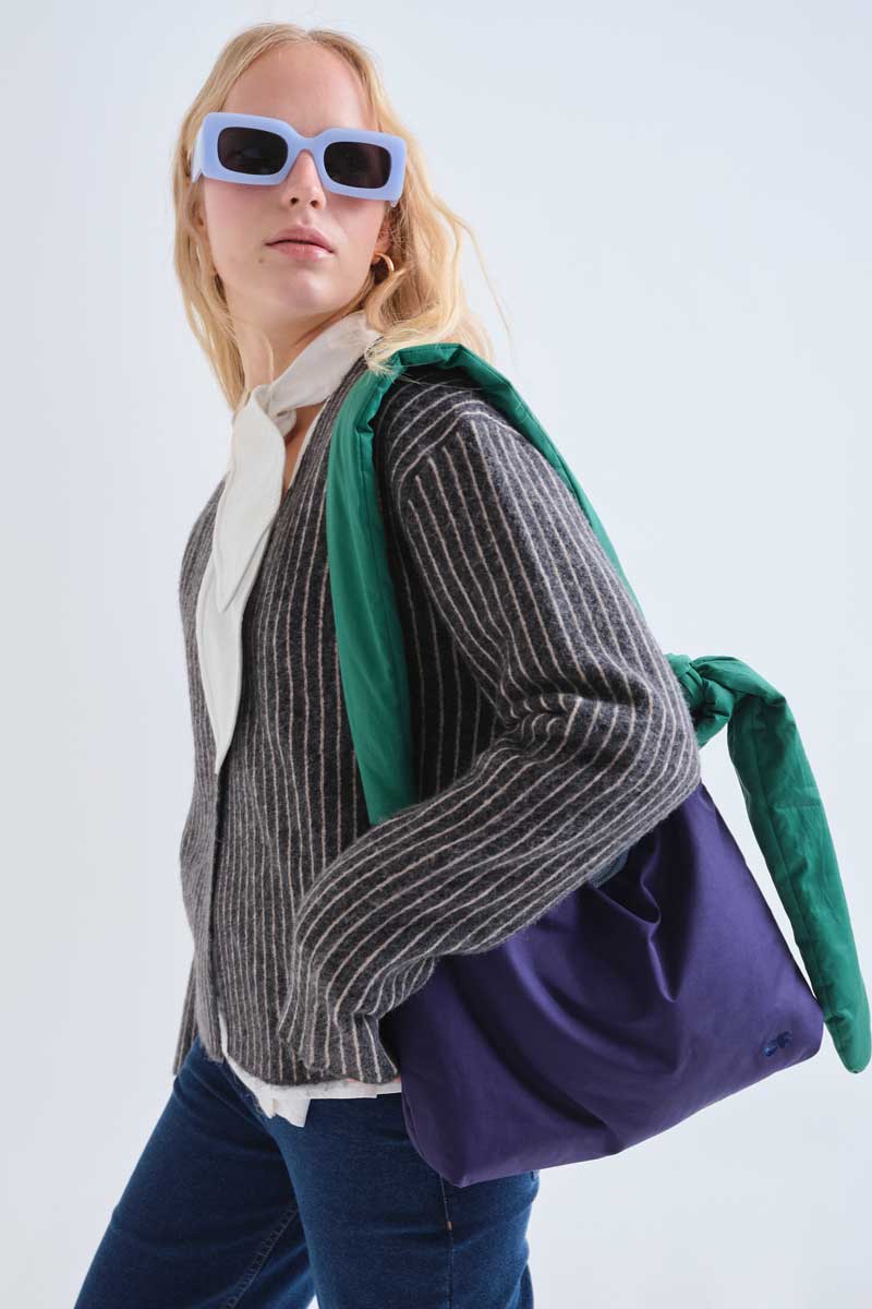Dark grey and white striped cardigan