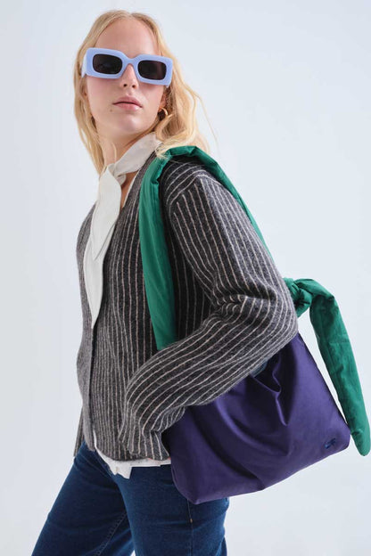 Dark grey and white striped cardigan