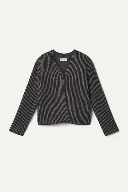 Dark grey and white striped cardigan