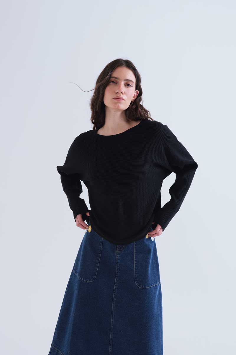 Black striped knit jumper