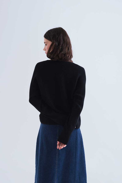 Black striped knit jumper