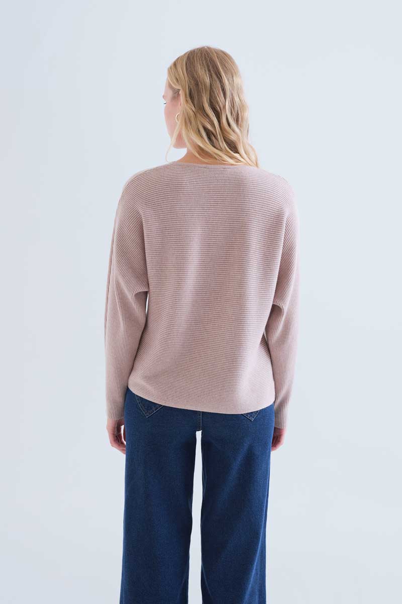 Beige striped knit jumper