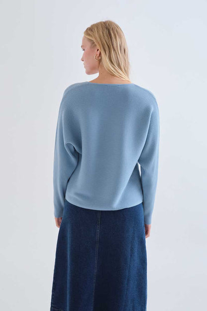 Light blue striped knit jersey