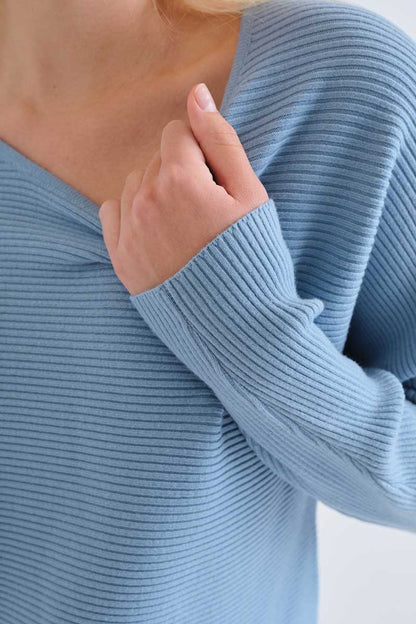 Light blue striped knit jersey