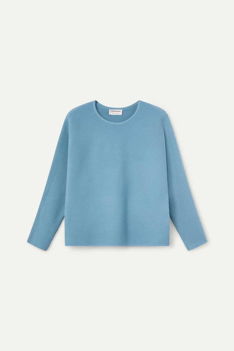 Light blue striped knit jersey