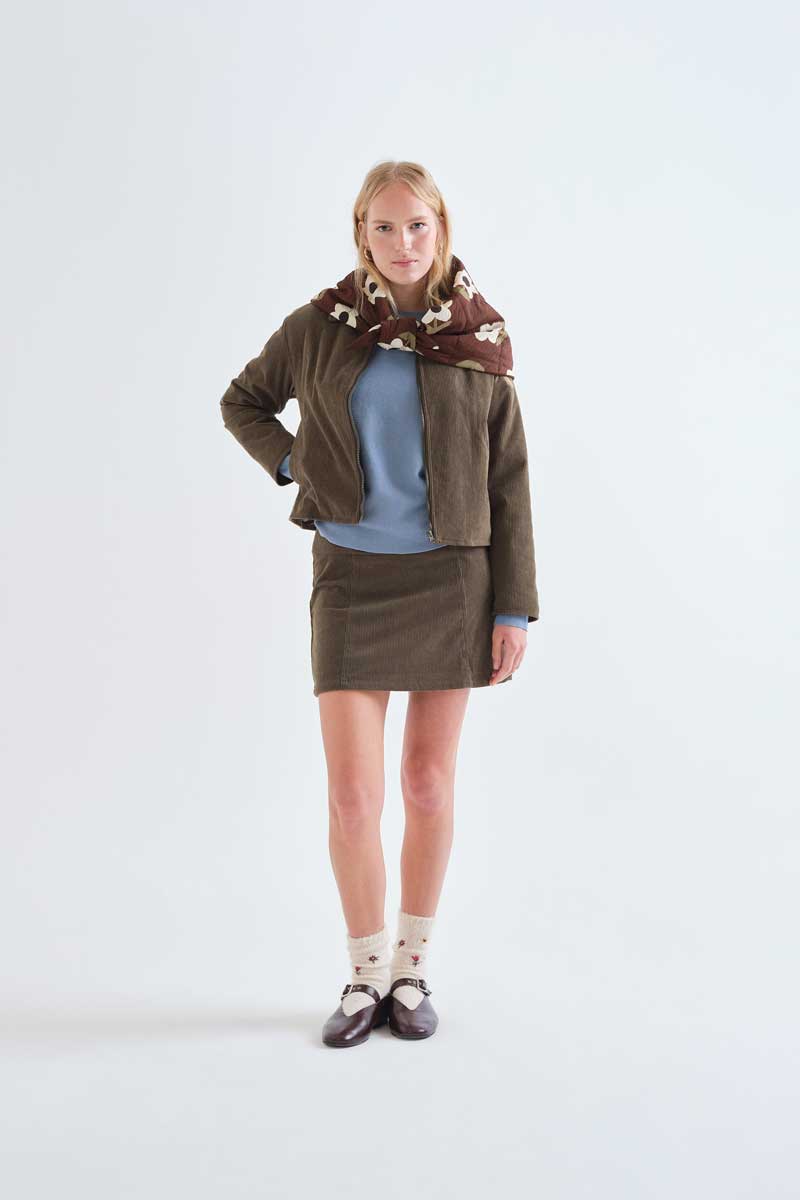 Dark brown corduroy mini skirt