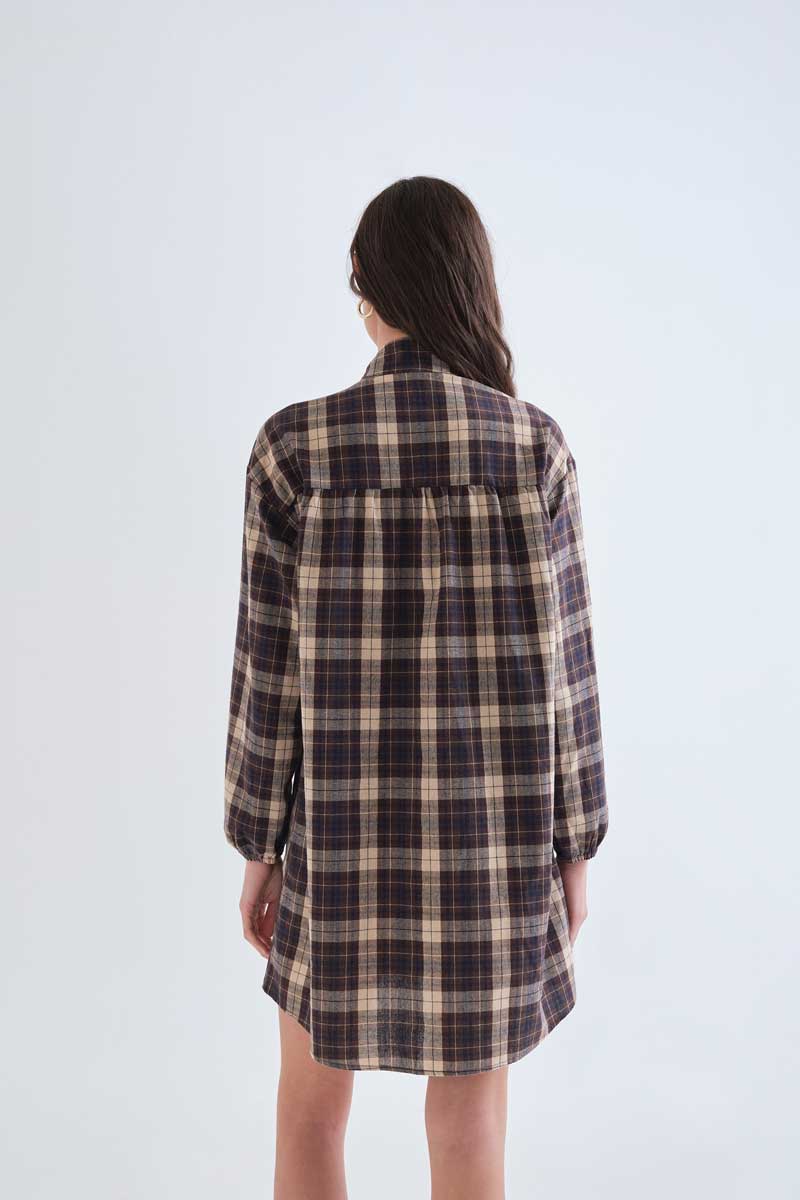 Brown plaid short dress