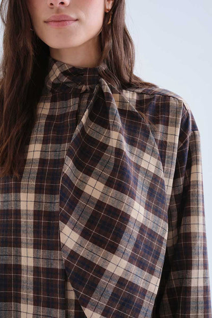 Brown plaid short dress
