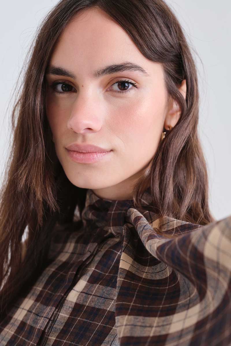 Brown plaid short dress