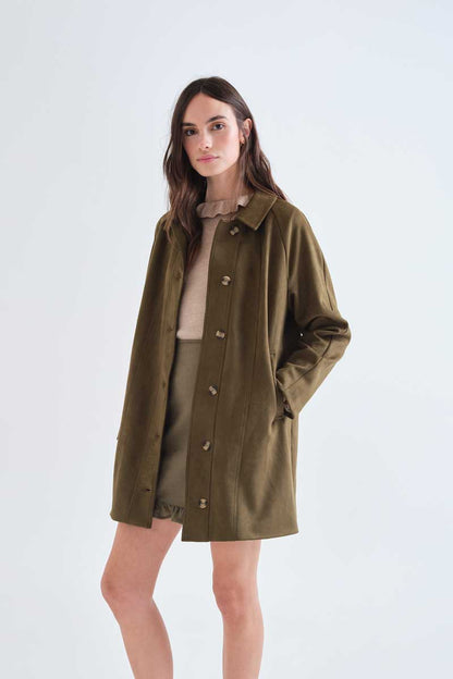 Olive green suede coat