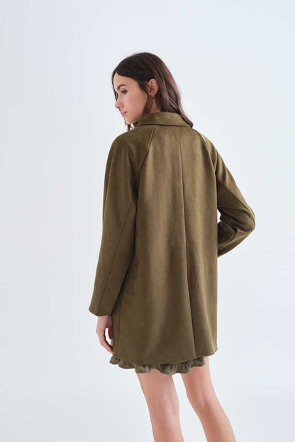 Olive green suede coat