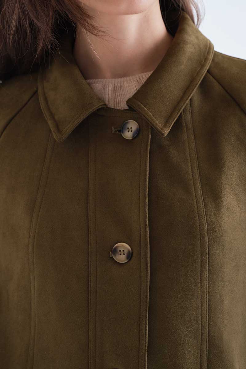 Olive green suede coat