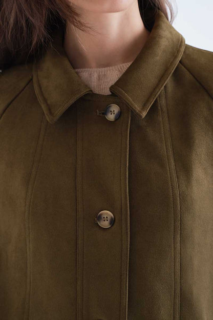 Olive green suede coat
