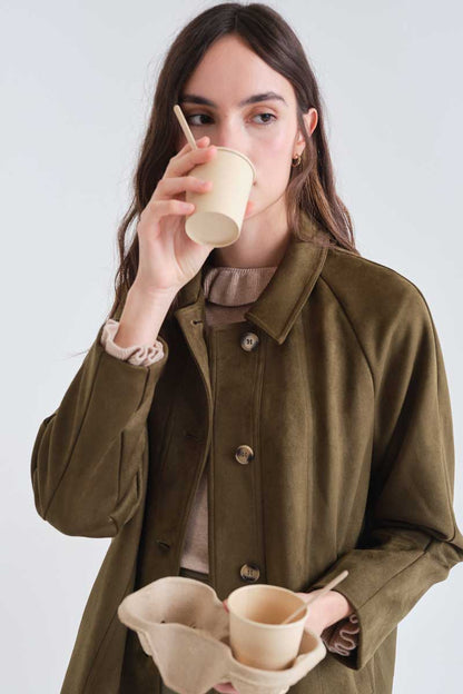 Olive green suede coat