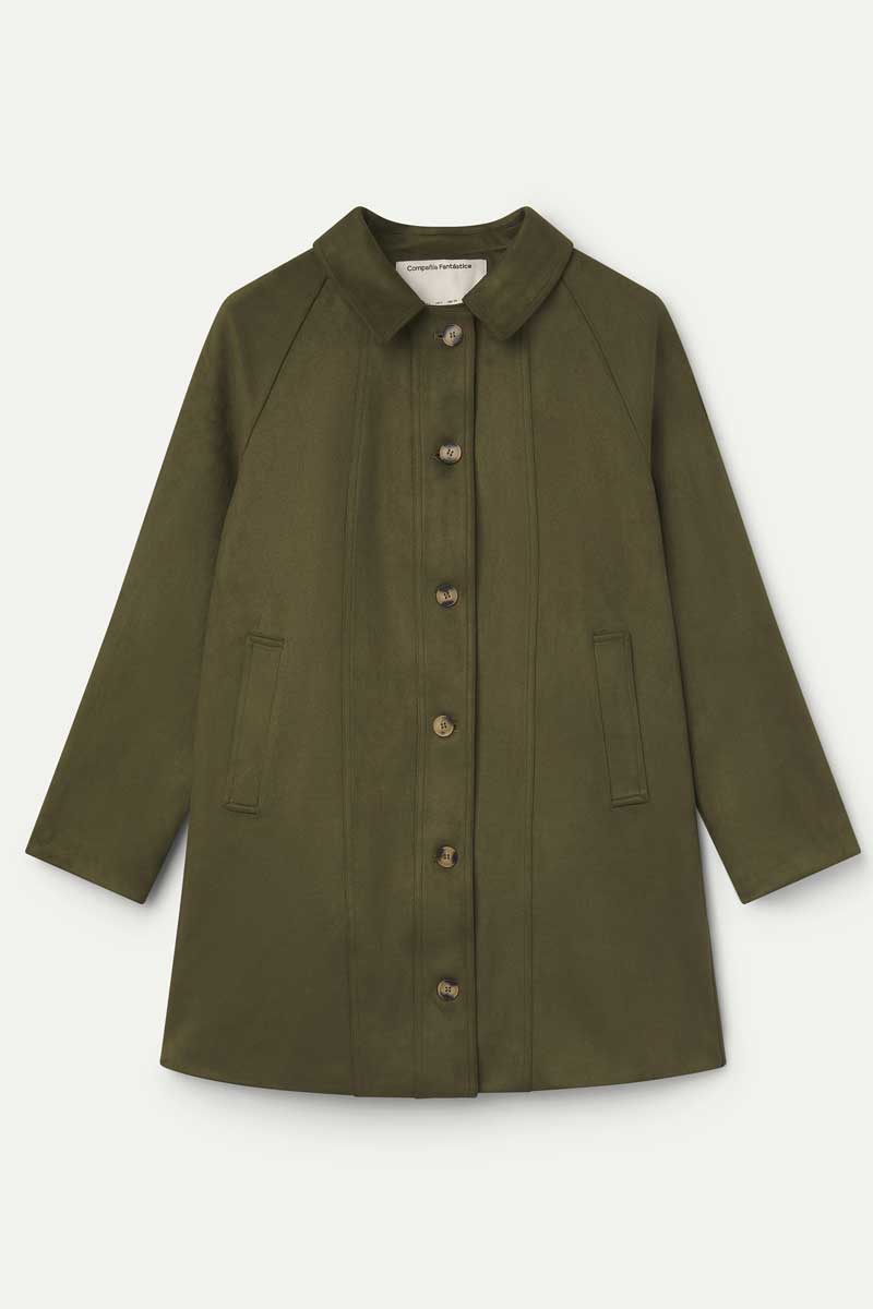 Olive green suede coat