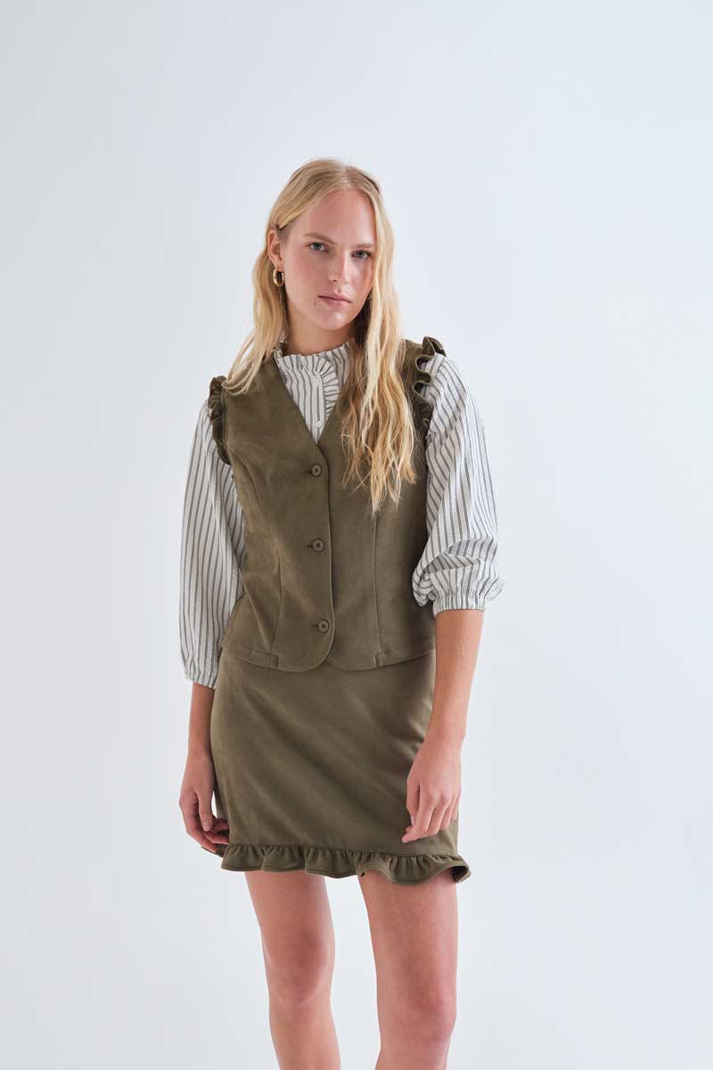 Olive green suede vest