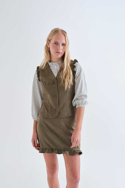Olive green suede vest