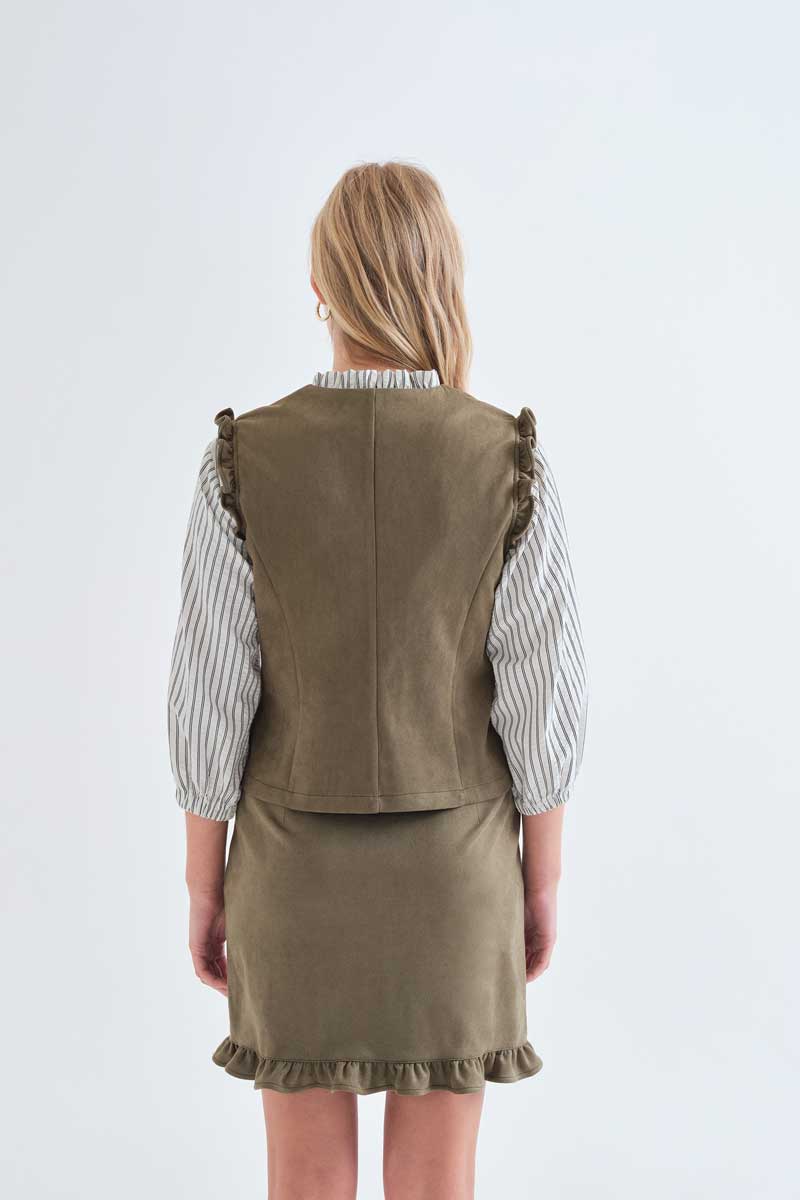 Olive green suede vest