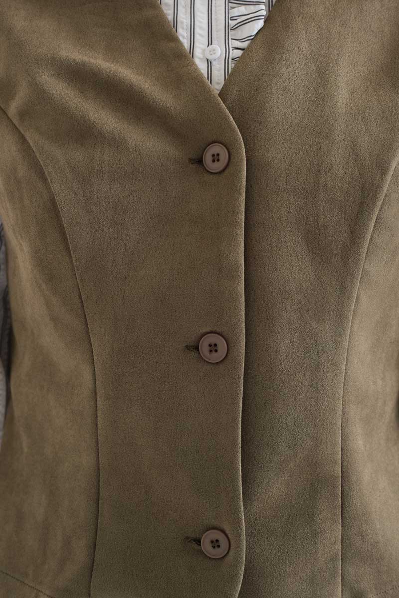 Olive green suede vest