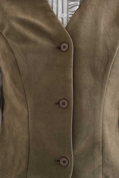 Olive green suede vest