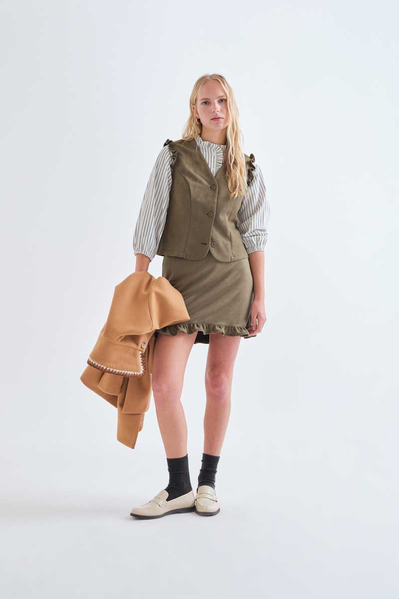 Olive green suede vest