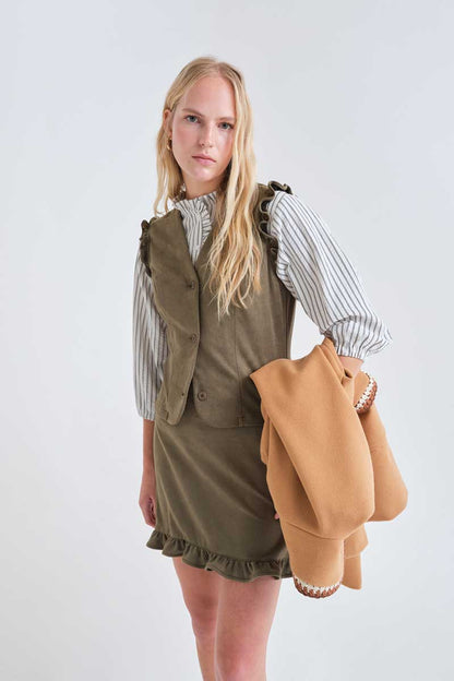 Olive green suede vest