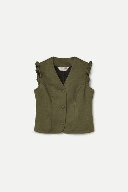 Olive green suede vest
