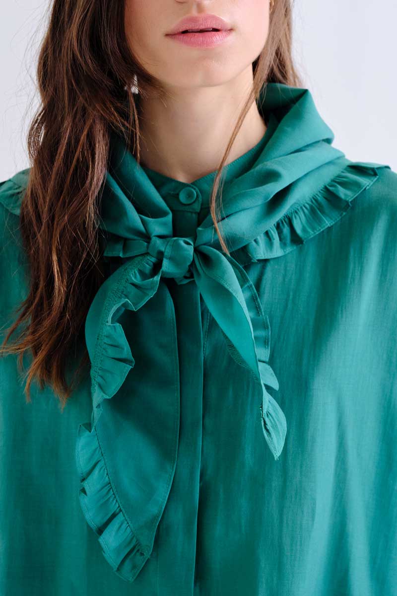 Shirt with green scarf