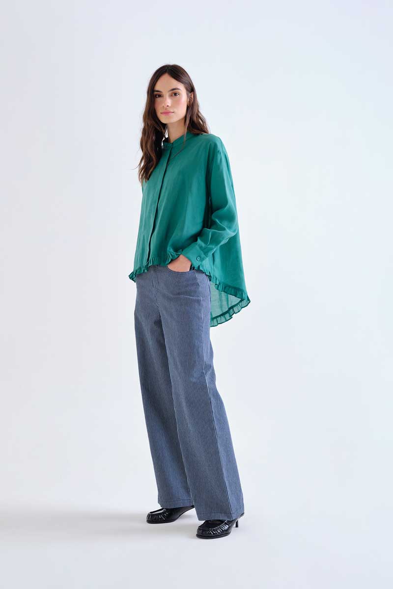 Shirt with green scarf