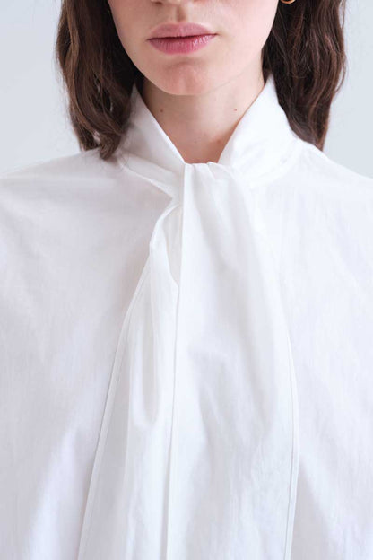 White tie-front shirt, 100% cotton
