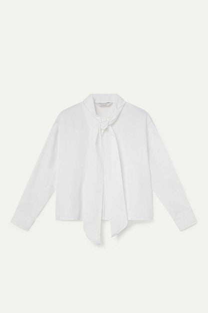 White tie-front shirt, 100% cotton