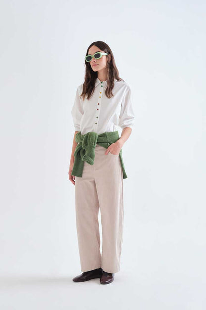 100% cotton white shirt with multicolor jewel buttons