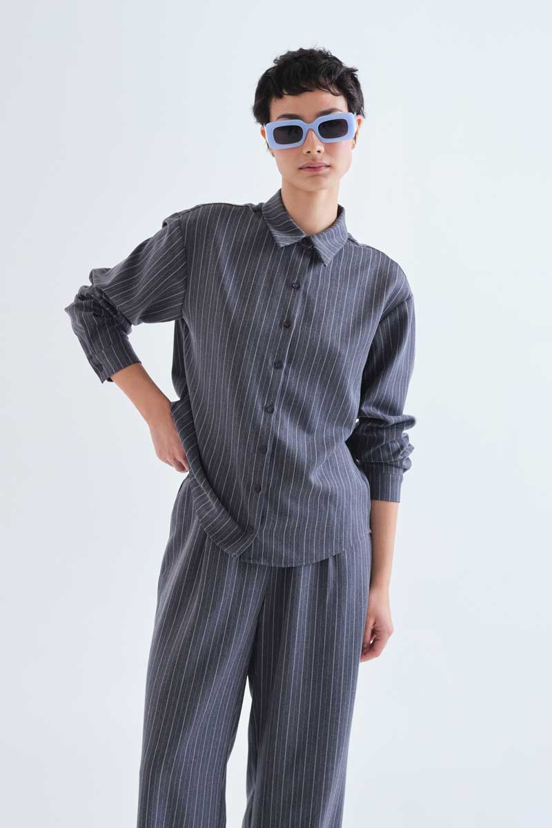 Gray pinstripe shirt