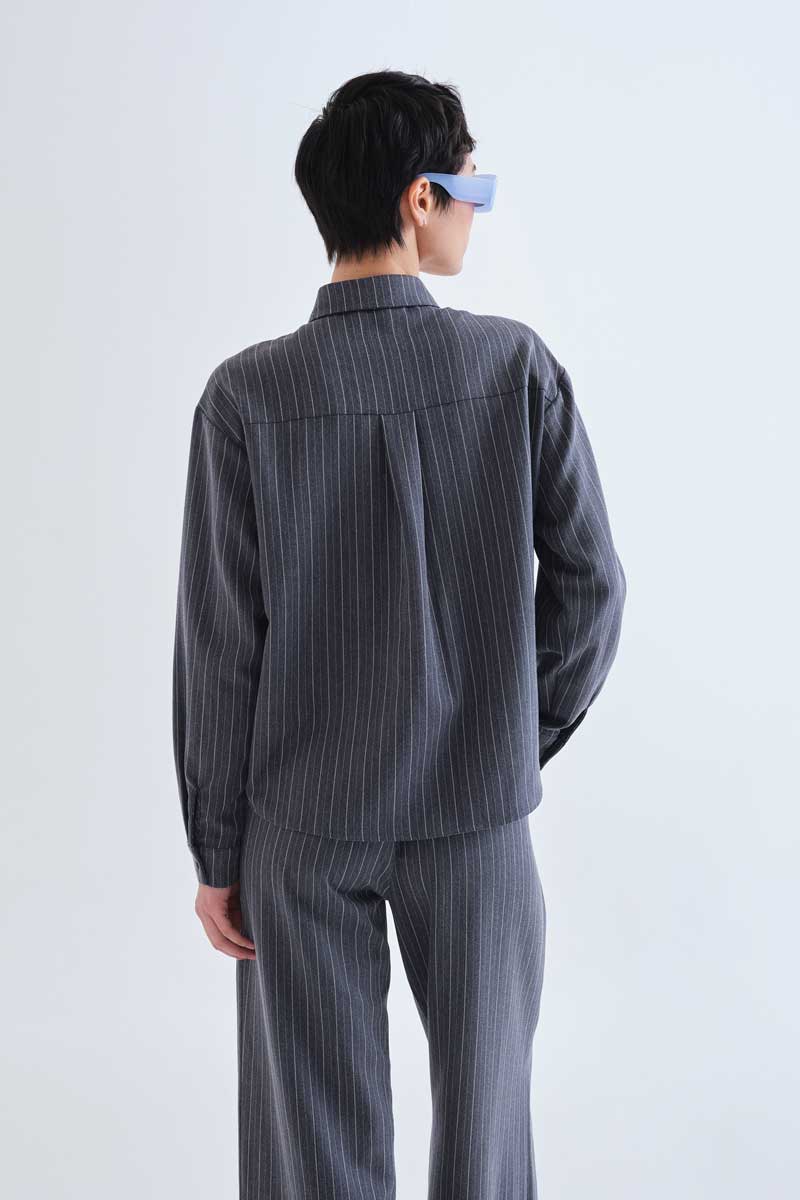 Gray pinstripe shirt