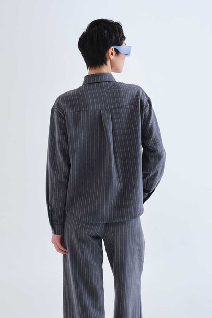 Gray pinstripe shirt
