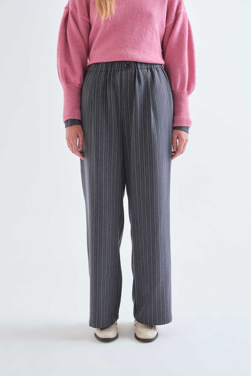 Grey pinstripe trousers