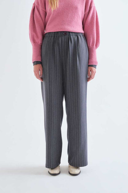 Grey pinstripe trousers