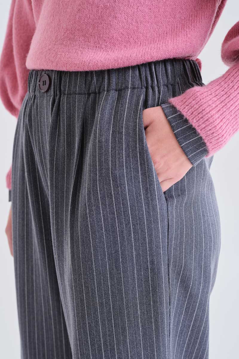 Grey pinstripe trousers
