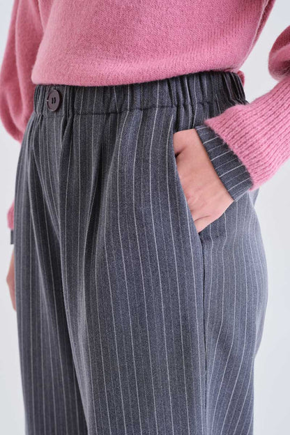Grey pinstripe trousers